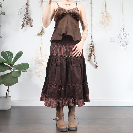 Brown tiered skirt - size S