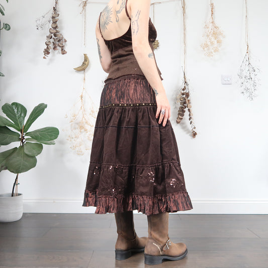 Brown tiered skirt - size S