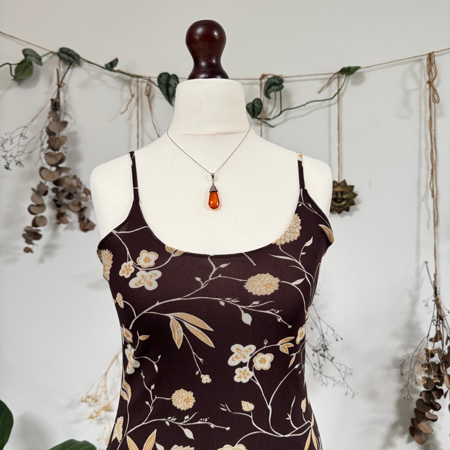 Brown floral mesh dress - size L