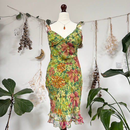 Green silk dress - size XS