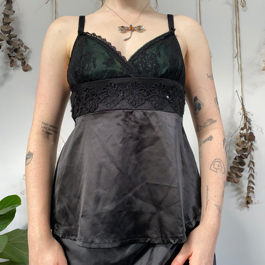 Black and green cami - size S