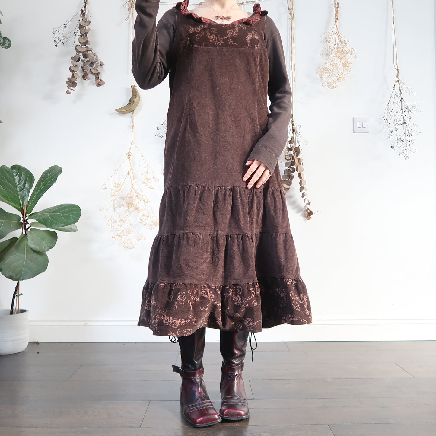 Brown cord dress - size L