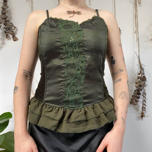 Green corset top - size M