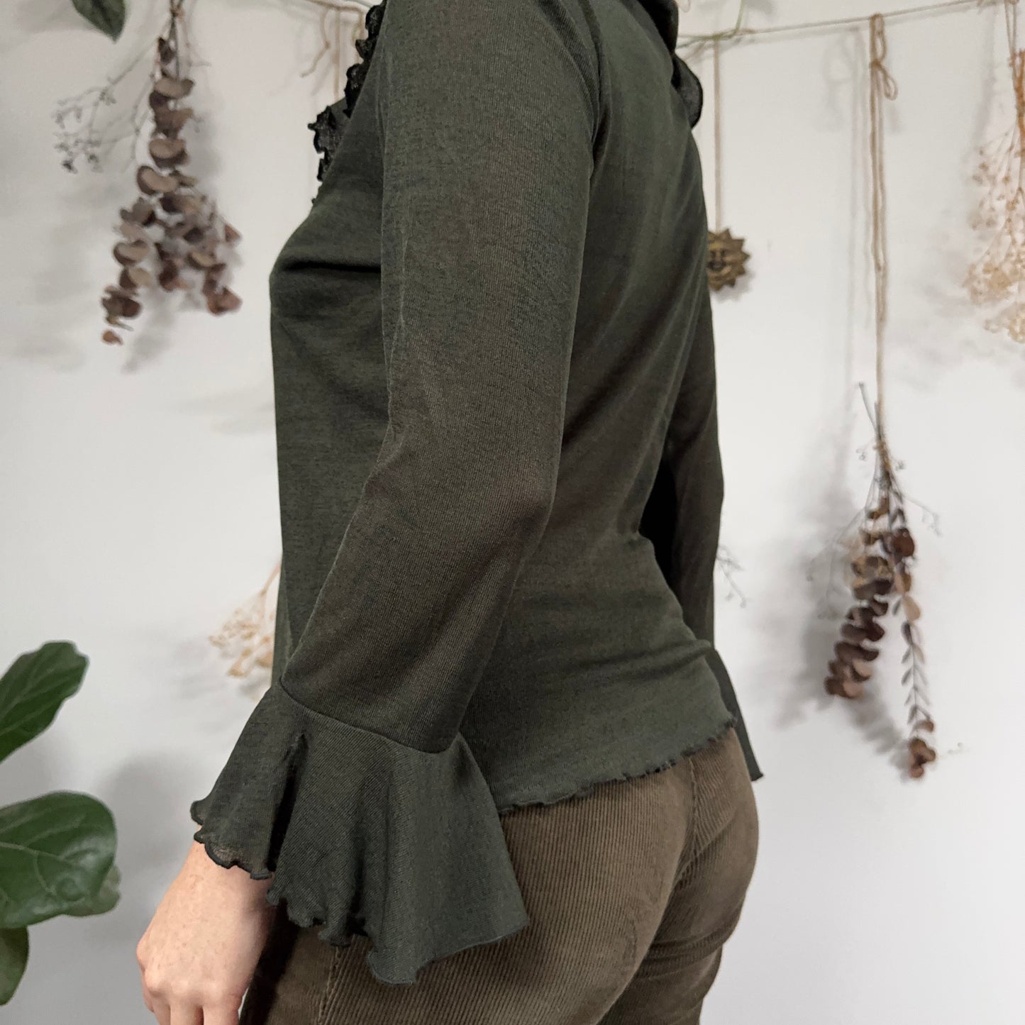 Forest green top - size L