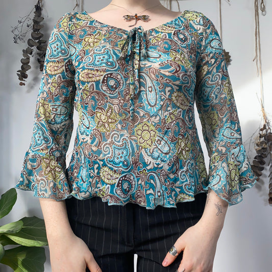 Blue silk blouse - size M