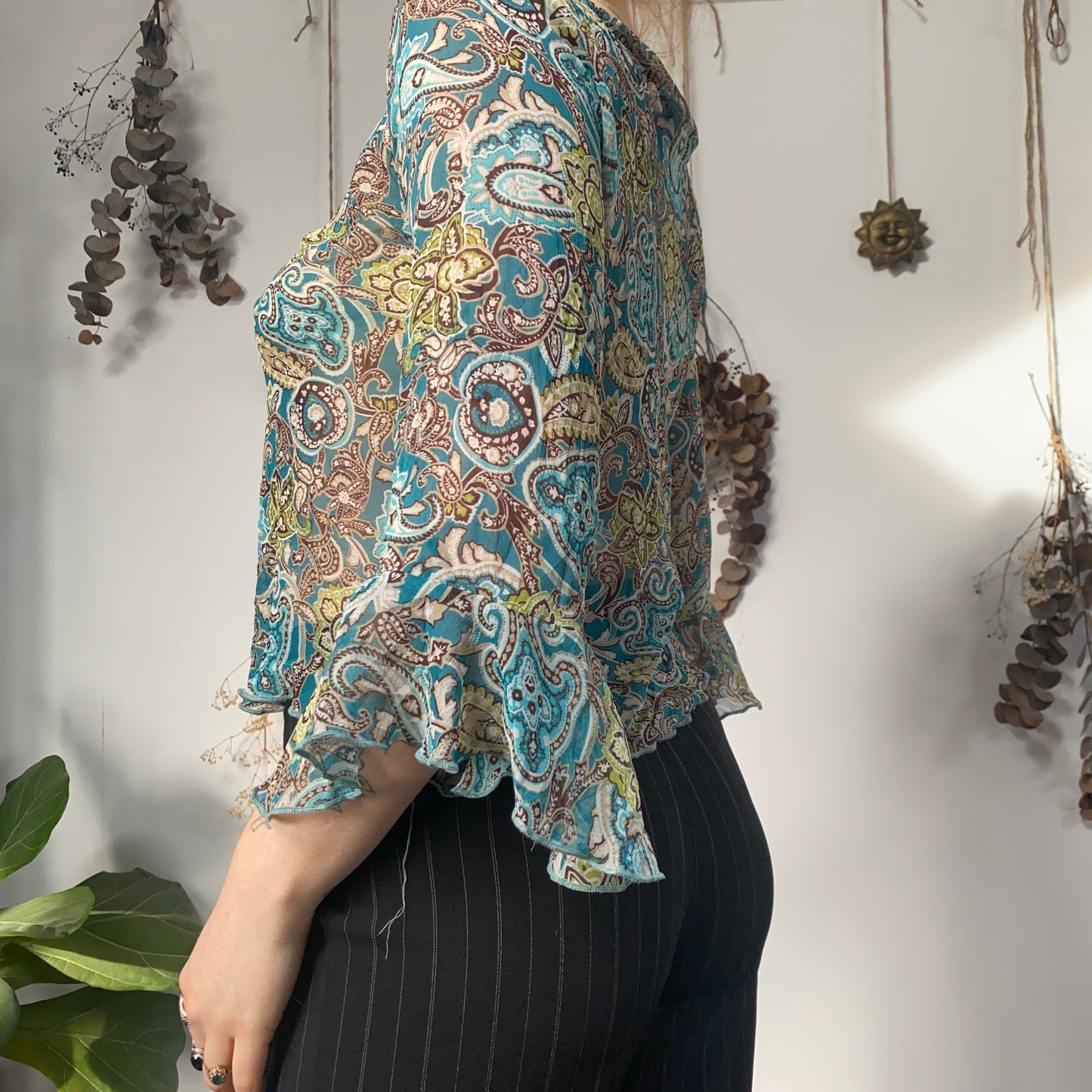 Blue silk blouse - size M