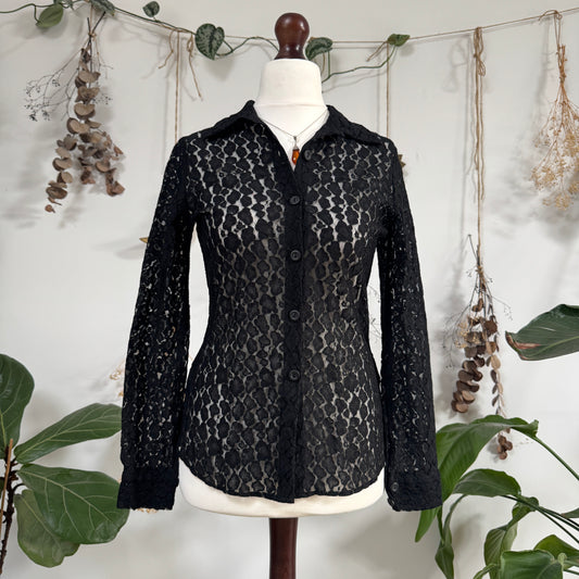 Black lace shirt - size M