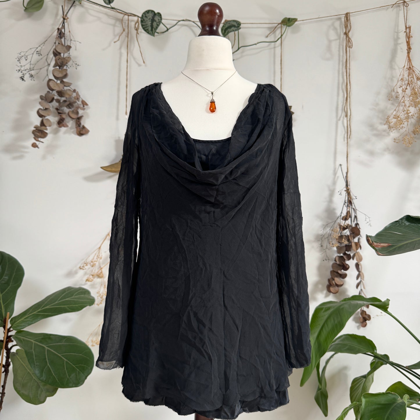Black cowl neck blouse - size M