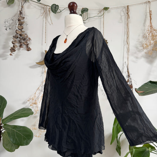 Black cowl neck blouse - size M