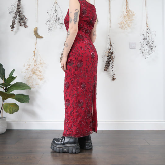 Beaded raspberry dress - size 10