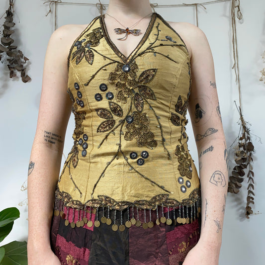 Silk beaded corset - size XS/S