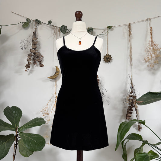 Black velvet mini dress - size S/M