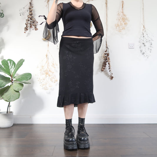 Black floral skirt - size L/XL