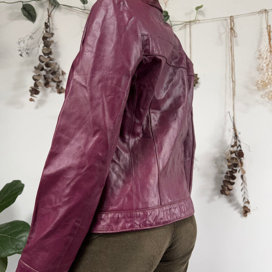 Purple leather jacket - size XS/S