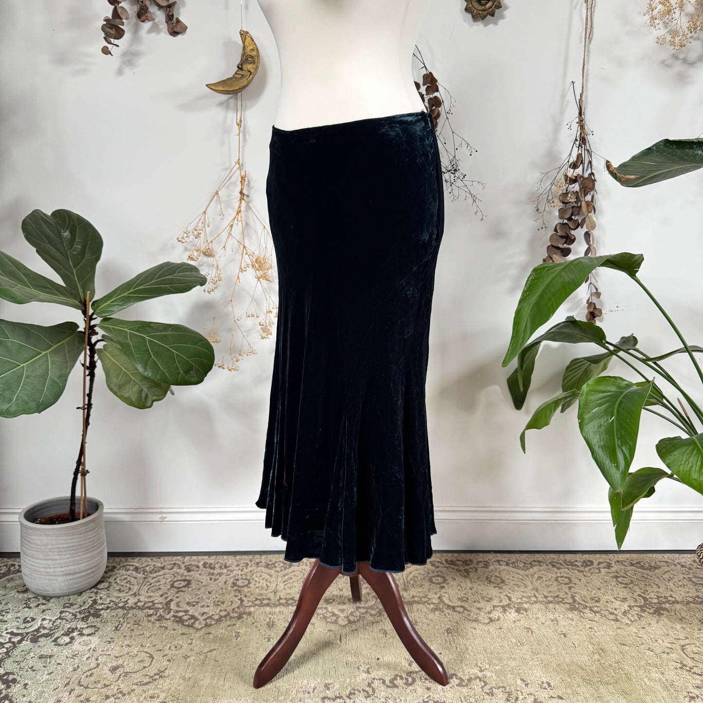 Teal velvet skirt - size L