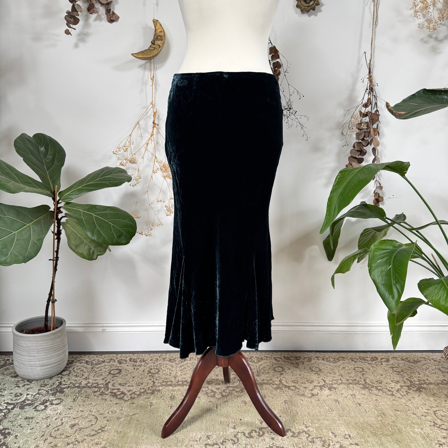Teal velvet skirt - size L