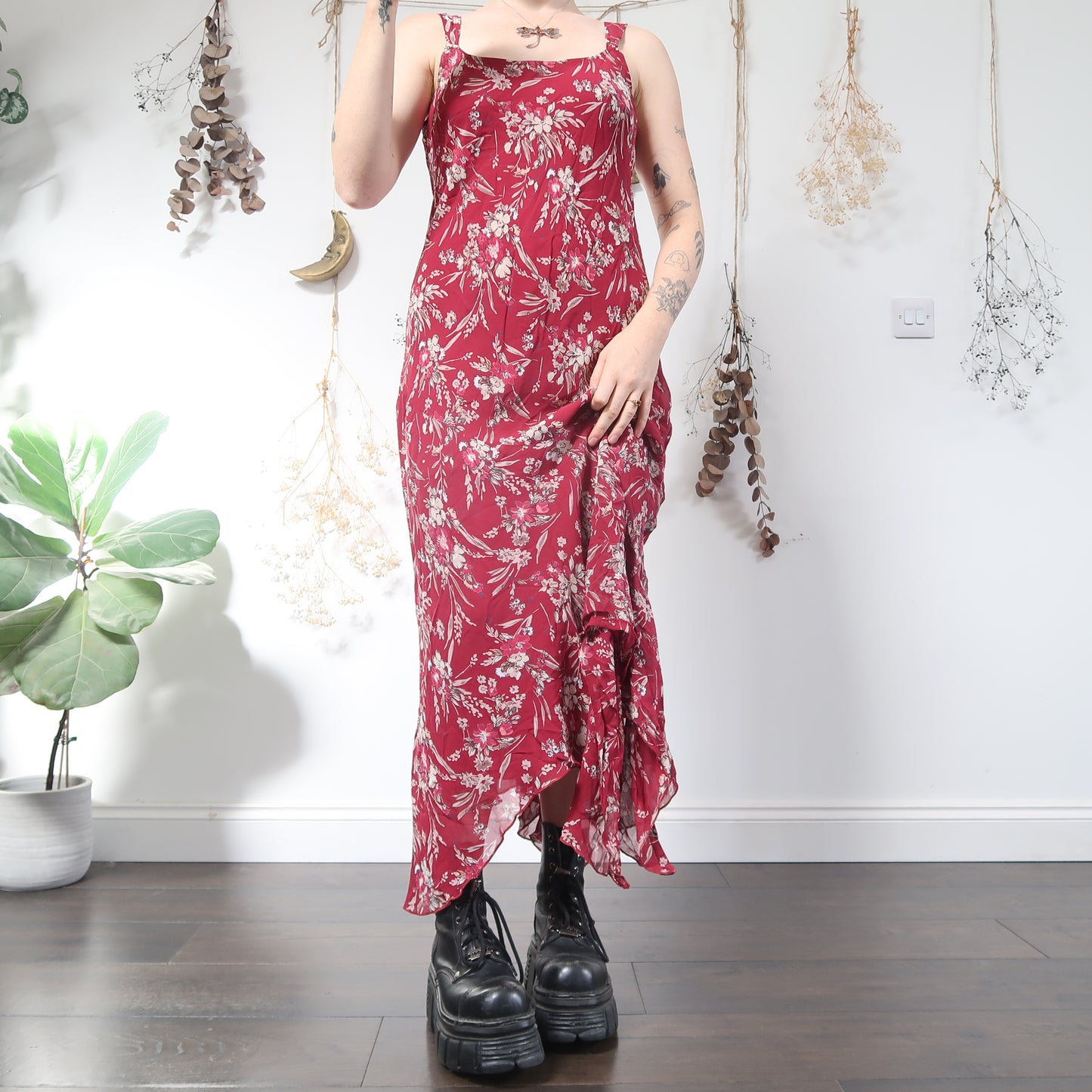 Berry floral dress - size M