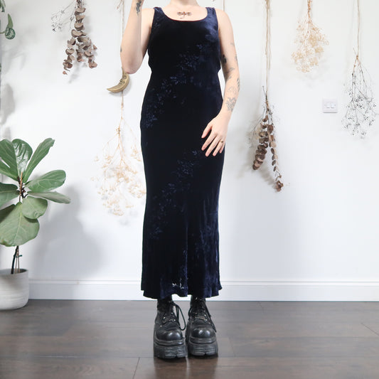 Midnight blue velvet dress - size S