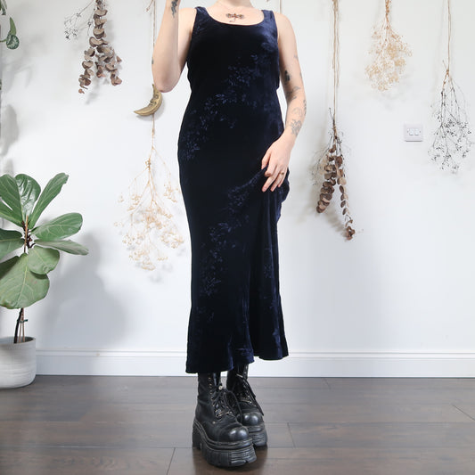 Midnight blue velvet dress - size S