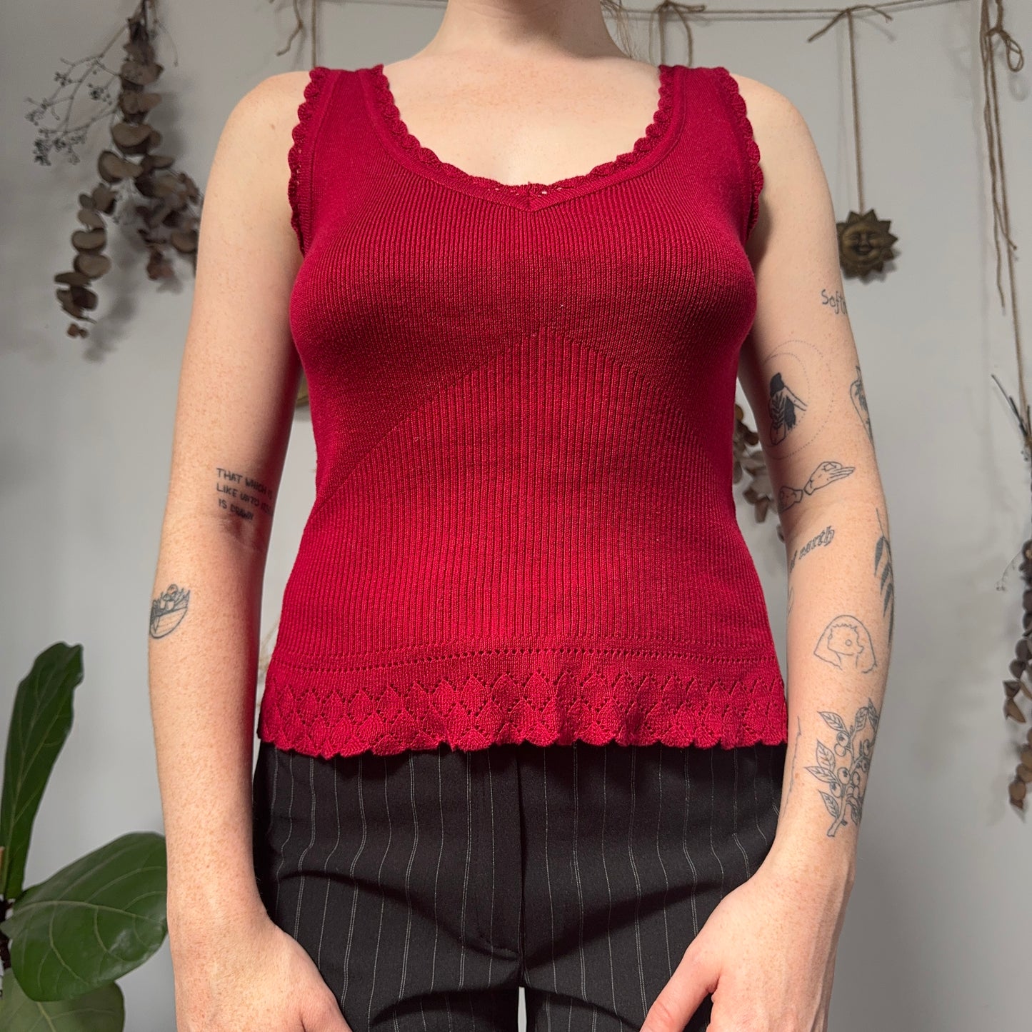 Red knit top - size S/M