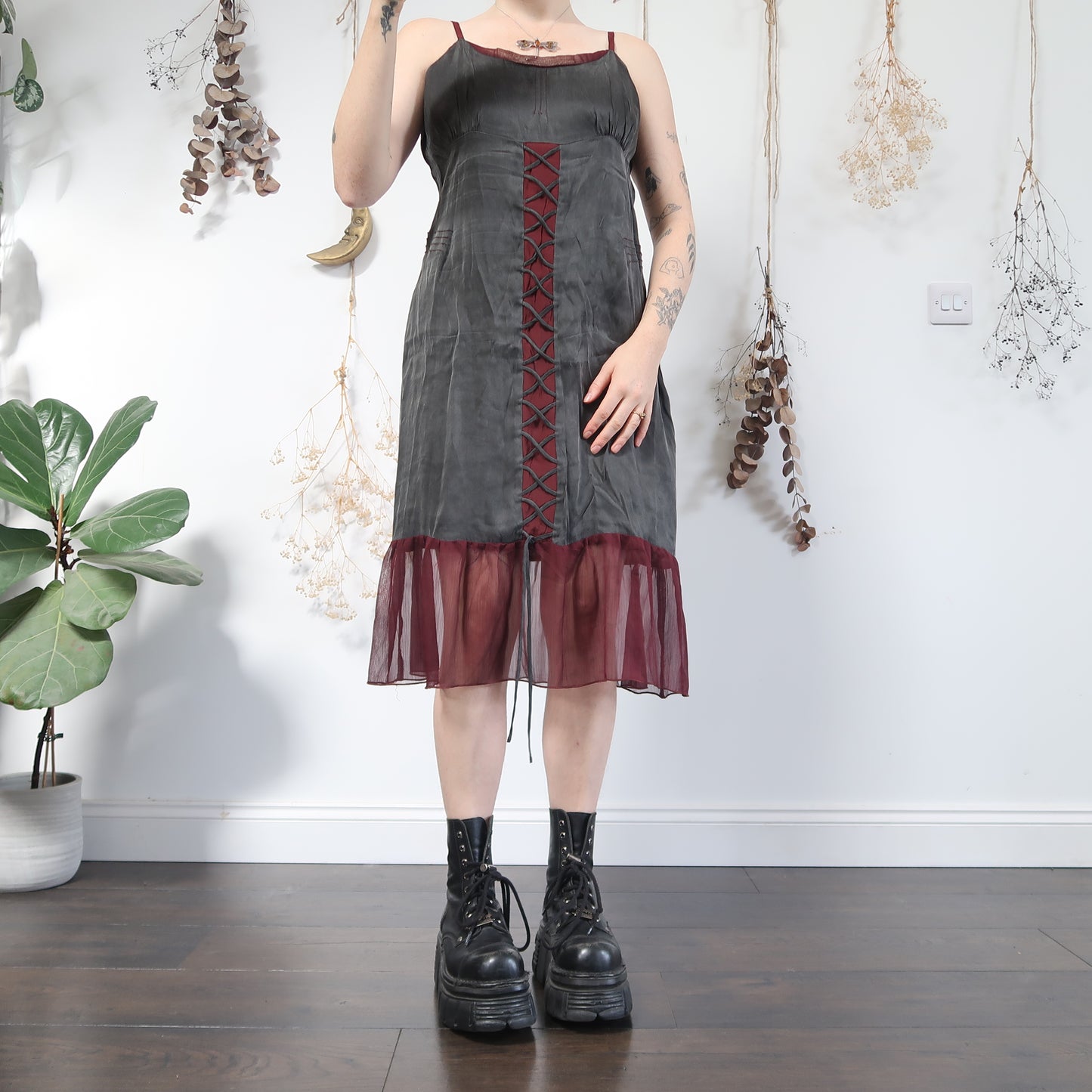 Slate and burgundy dress - size L
