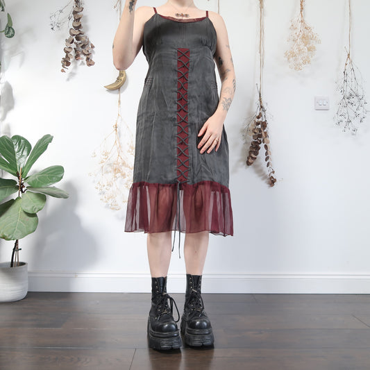 Slate and burgundy dress - size L