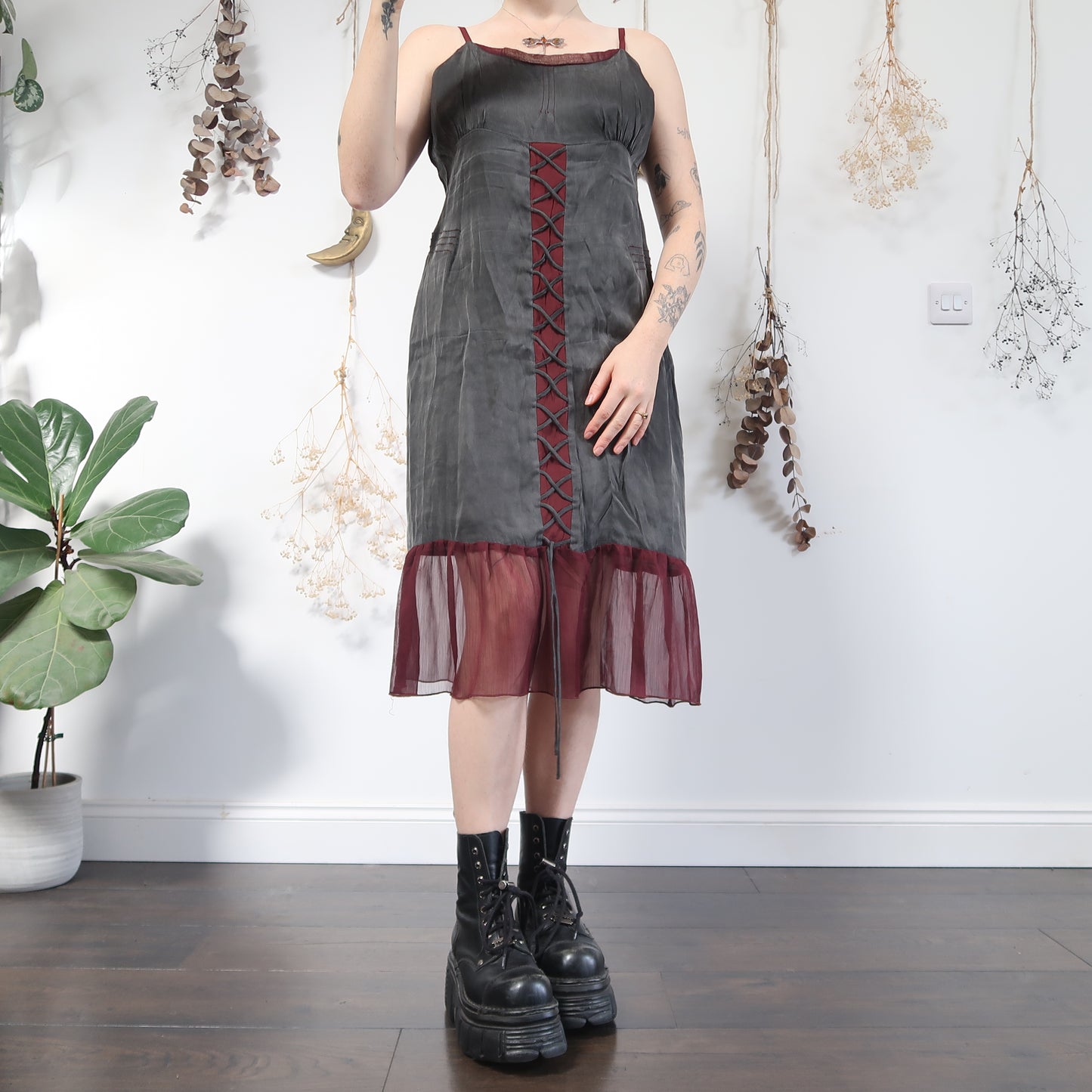 Slate and burgundy dress - size L