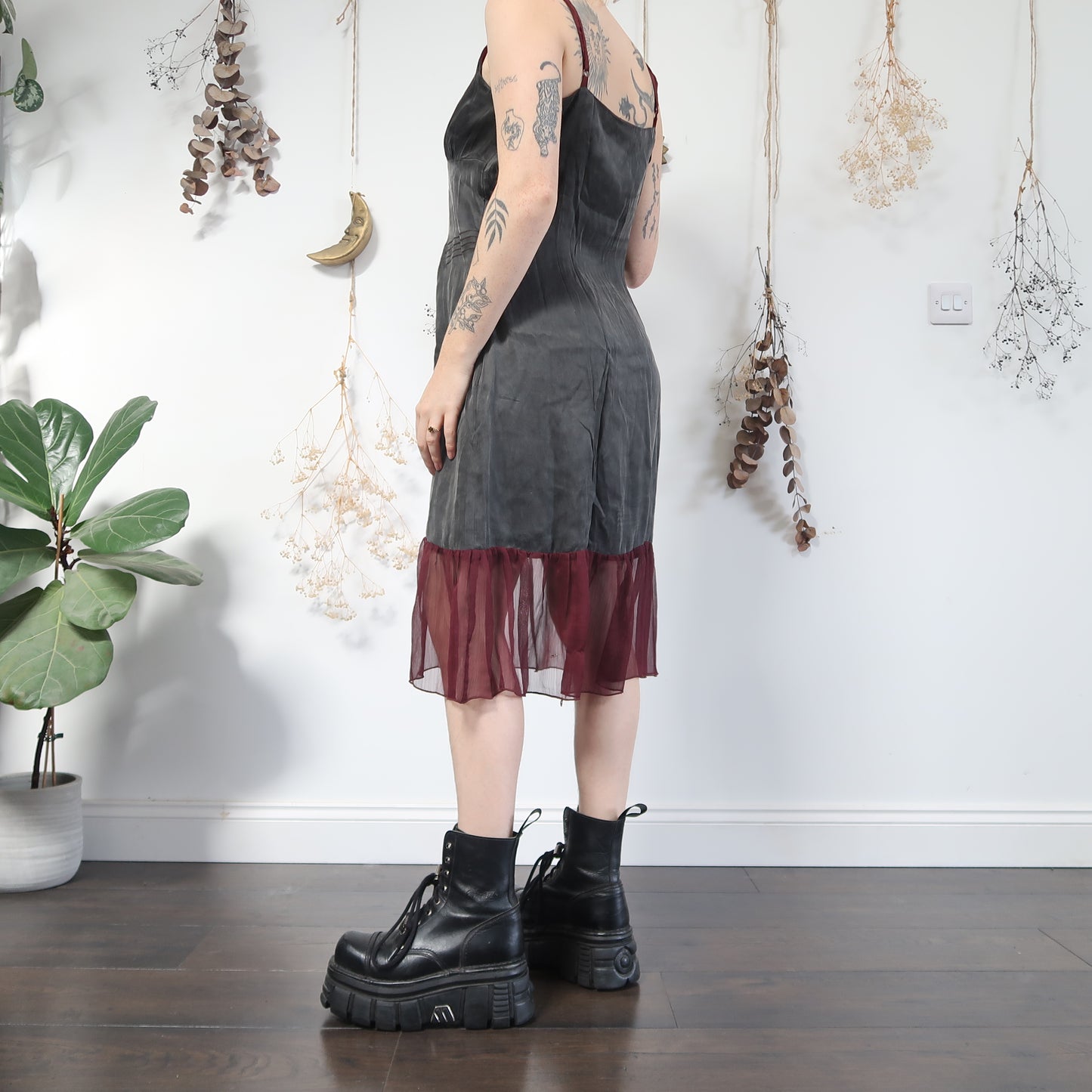 Slate and burgundy dress - size L