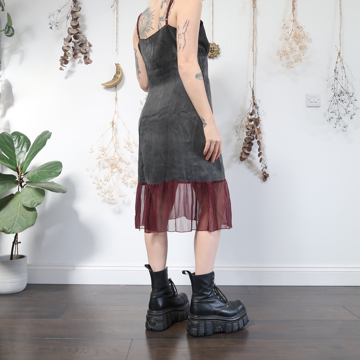 Slate and burgundy dress - size L