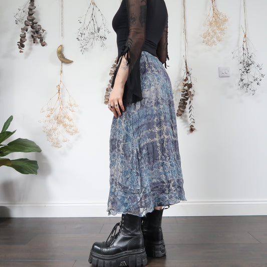 Blue silk skirt - size M/L