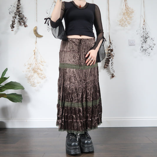 Brown crinkle skirt - size M/L