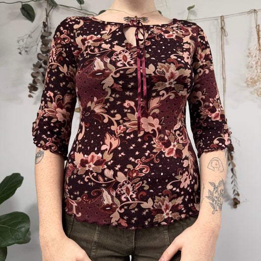 Burgundy mesh top - size S/M