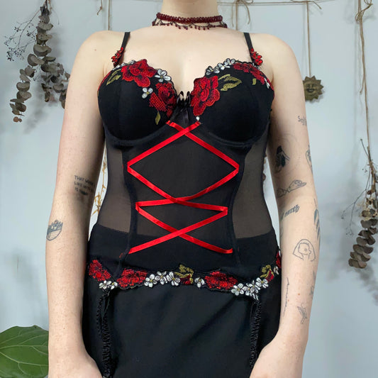 Floral embroidered corset - size M