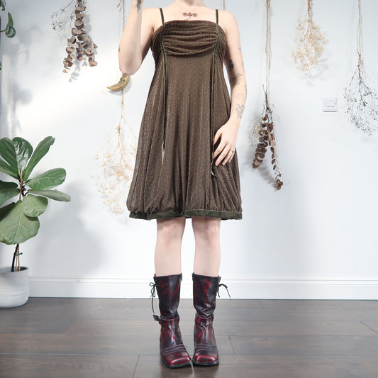 Khaki mesh dress - size M