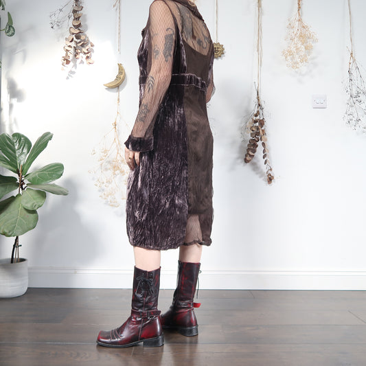 Brown mesh velvet duster - size L/XL