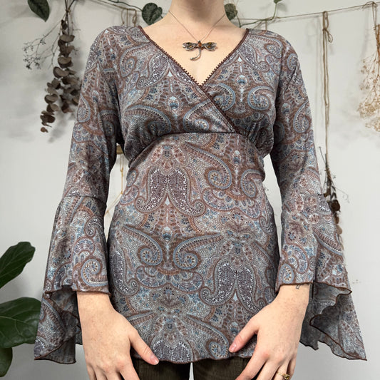 Blue brown mesh top - size XL