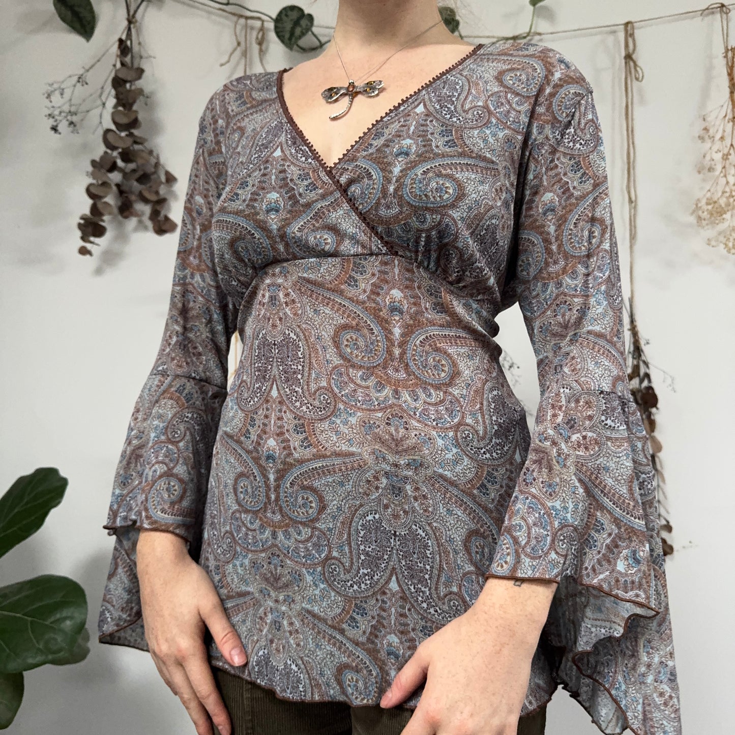 Blue brown mesh top - size XL