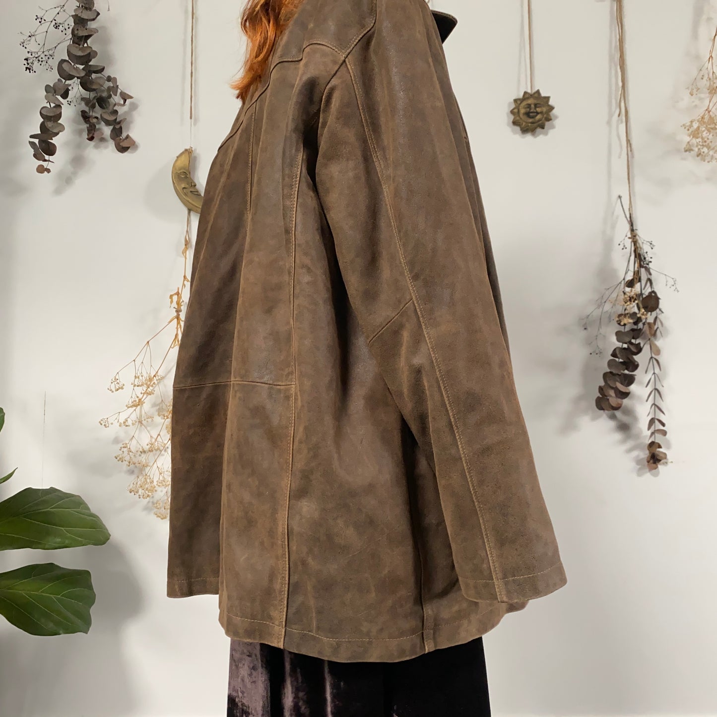 Brown leather jacket - size XXL