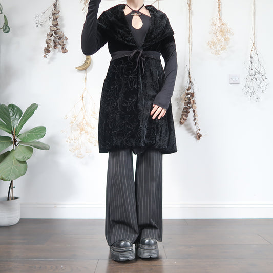 Black velvet devore cardigan - size M/L