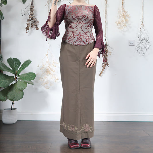 Khaki maxi skirt - size L