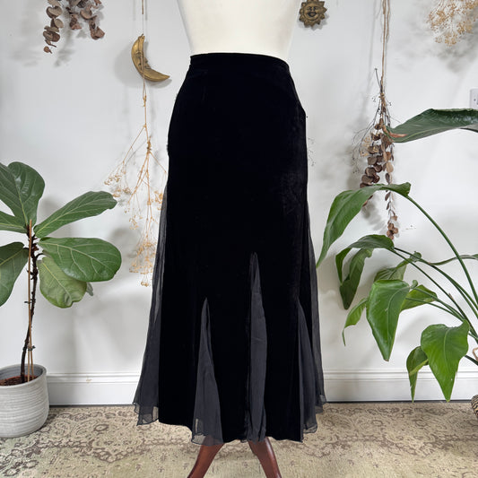Black velvet skirt - size XS/S