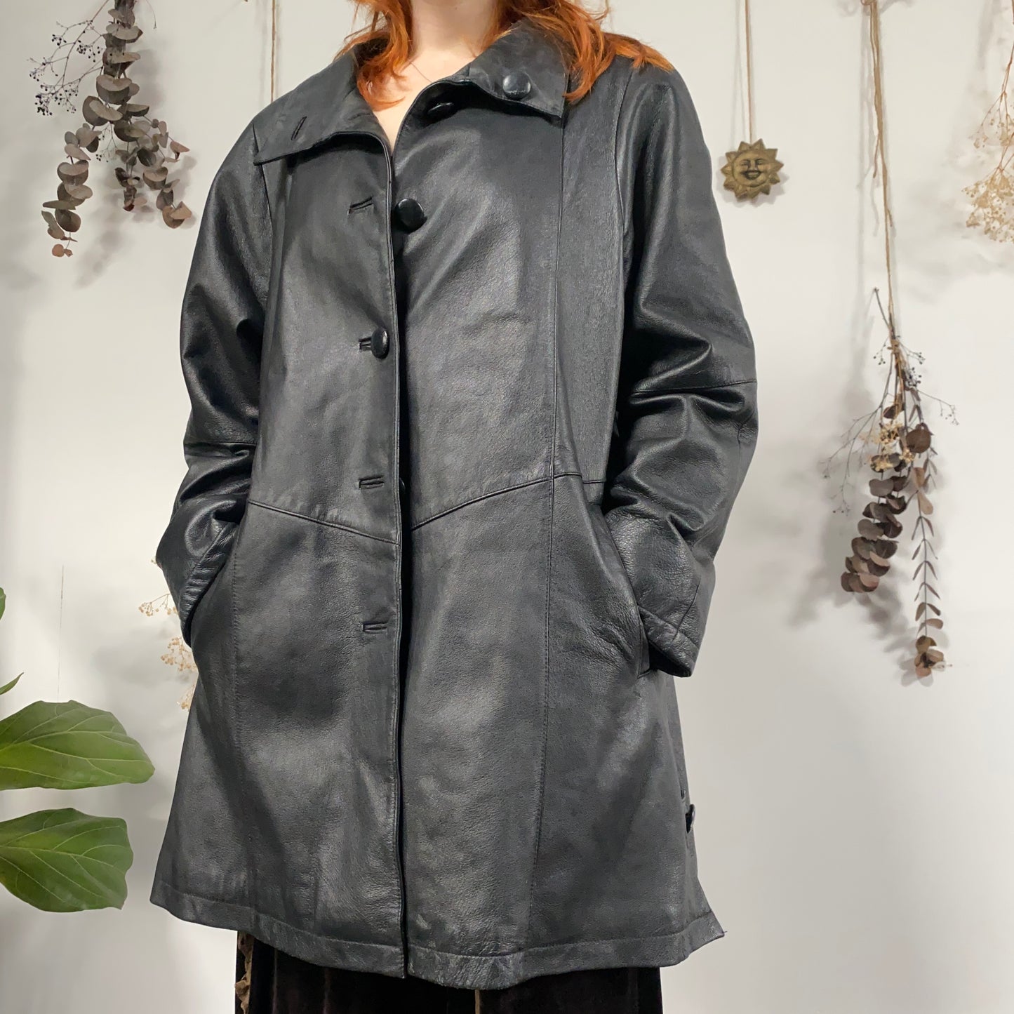 Black leather jacket - size XL