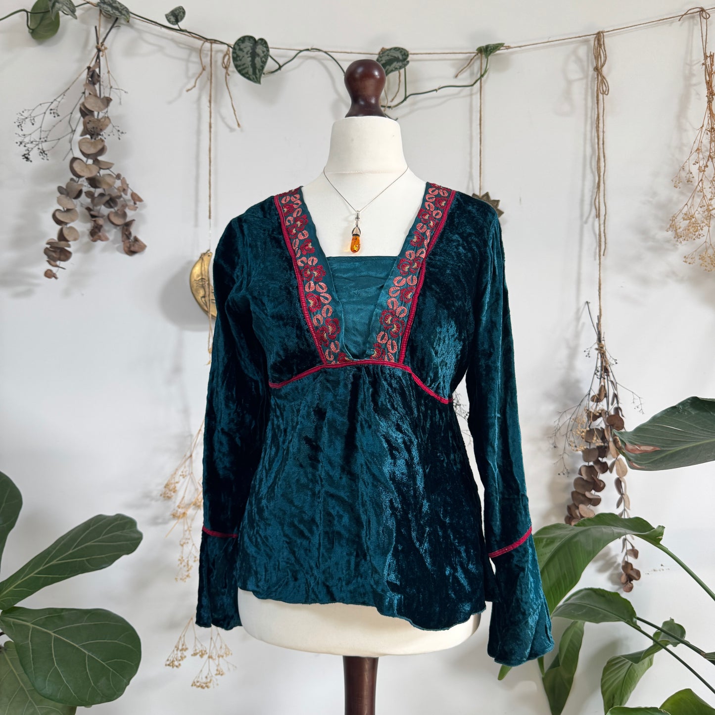 Teal velvet top - size M/L