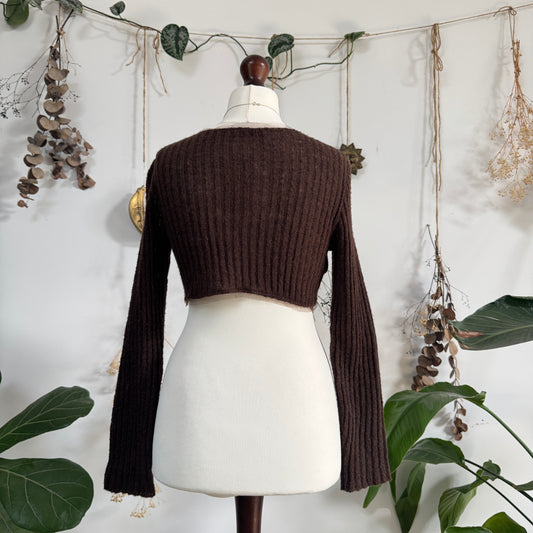 Brown knit bolero - size M/L