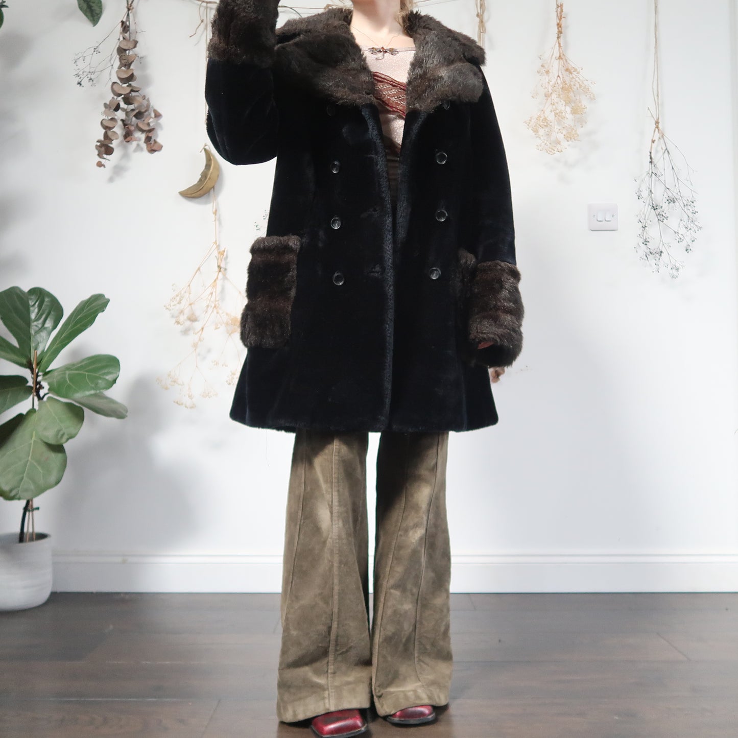 Faux fur coat - size XL