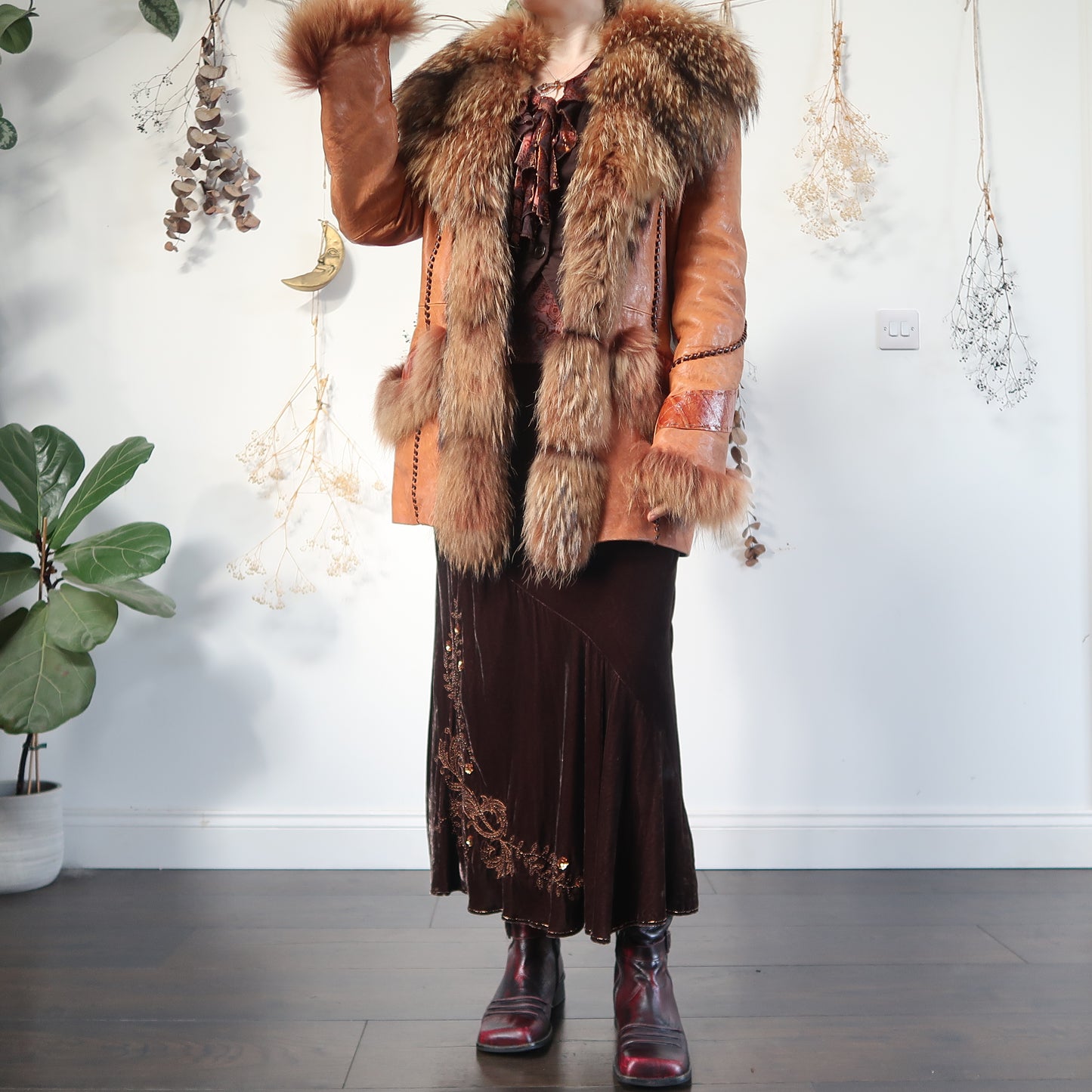 Fur trim coat - size M/L