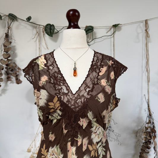 Brown floral dress - size L