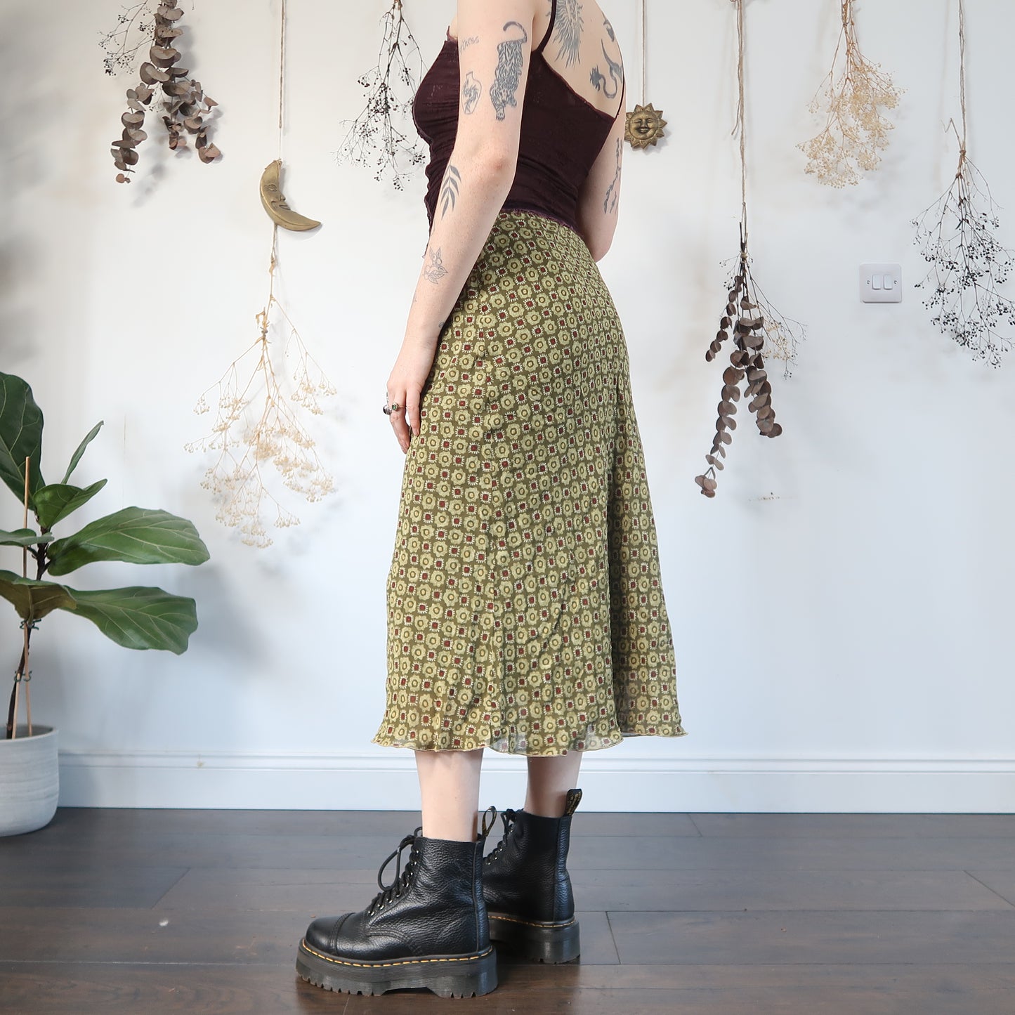 Green floral skirt - size S