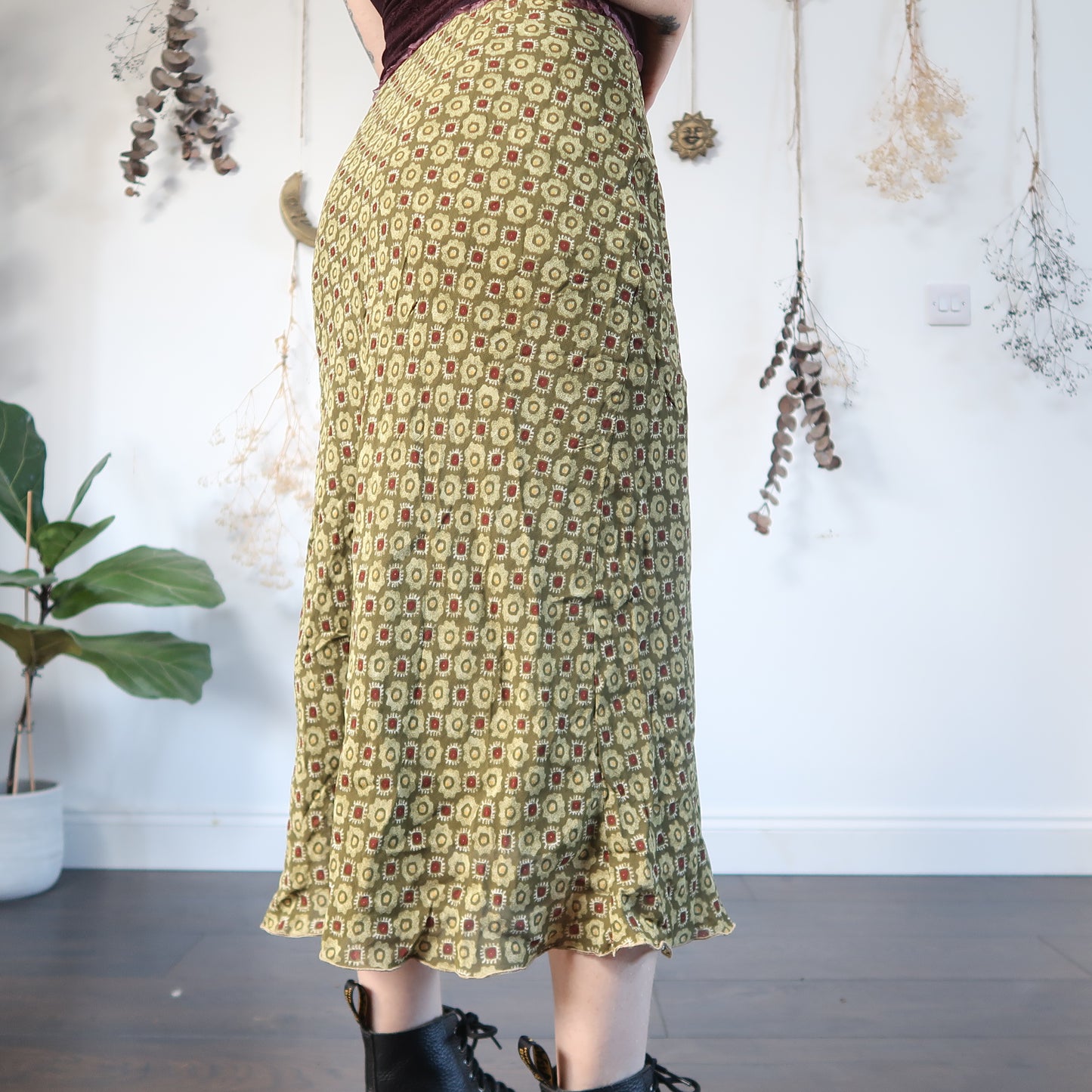 Green floral skirt - size S