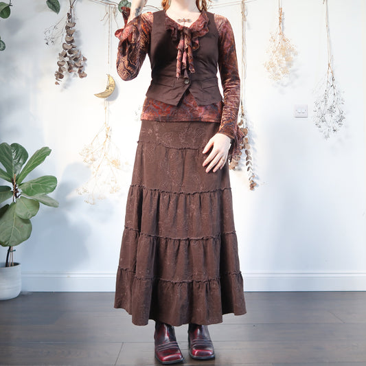 Cord tiered skirt - size S/M